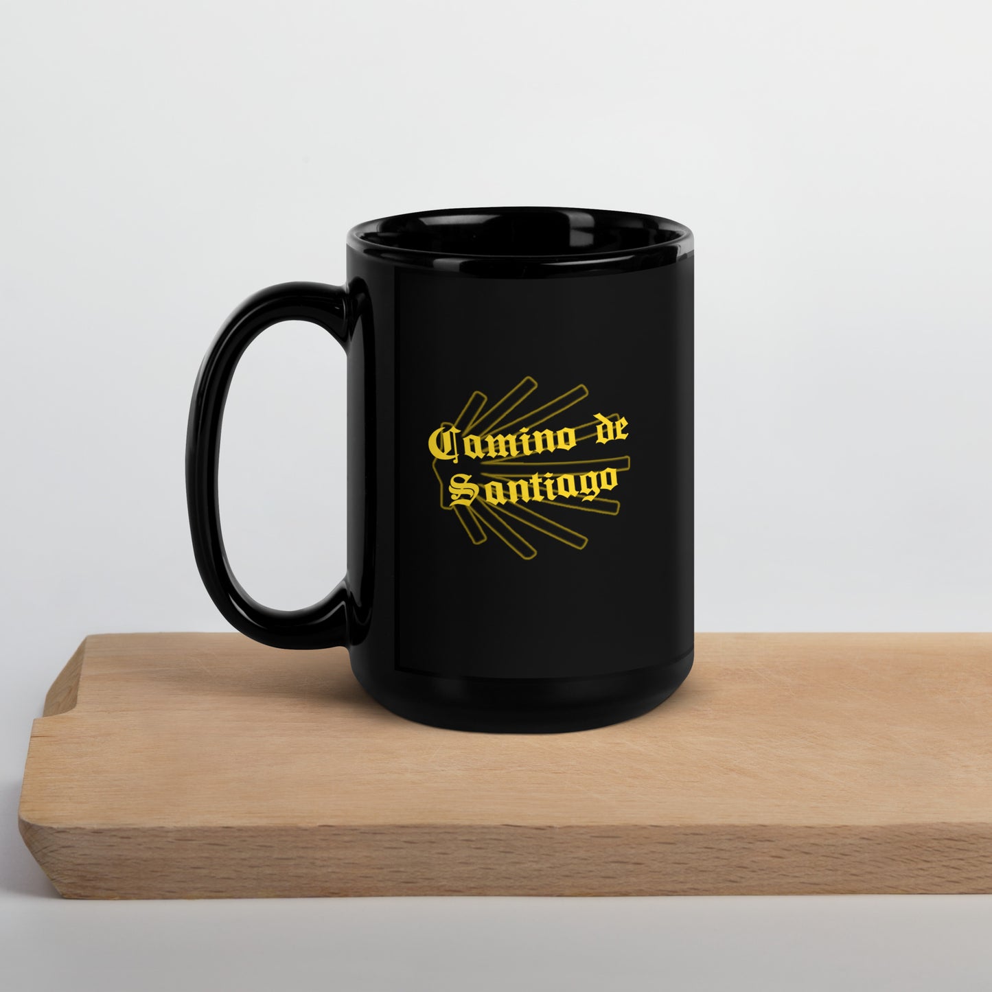 Camino de Santiago, Gift for Peregrino, Black Glossy Mug, de Compostela