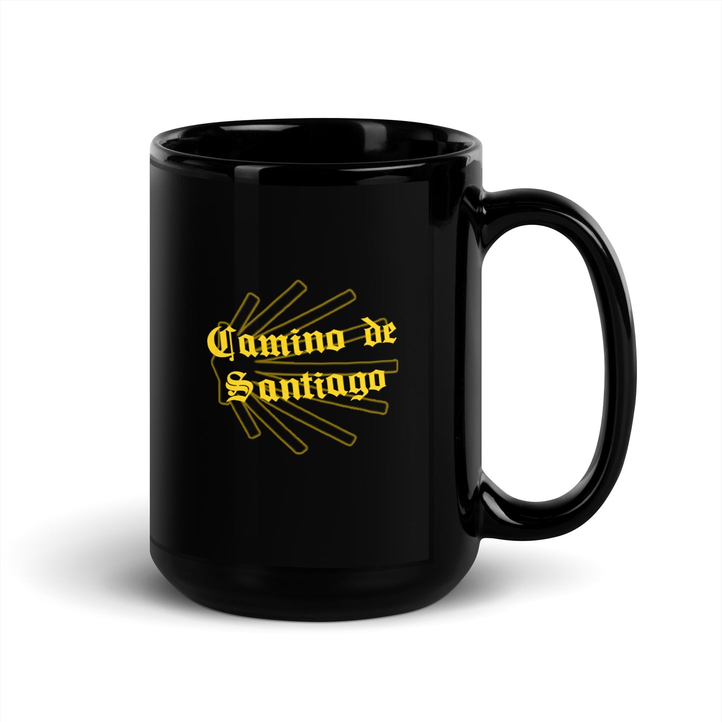 Camino de Santiago, Gift for Peregrino, Black Glossy Mug, de Compostela