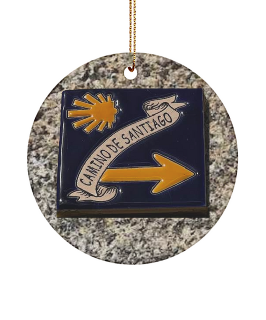 Camino de Santiago Christmas Ornament, Circular Gift for Peregrino, Picture Only, NOT Actual Tile