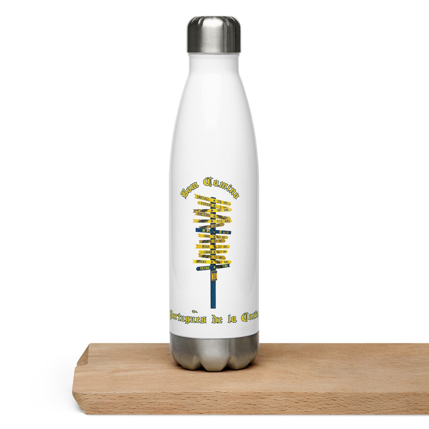 Bom Camino de Santiago Portugues de la Costa Stainless Steel Water Bottle 17 oz.