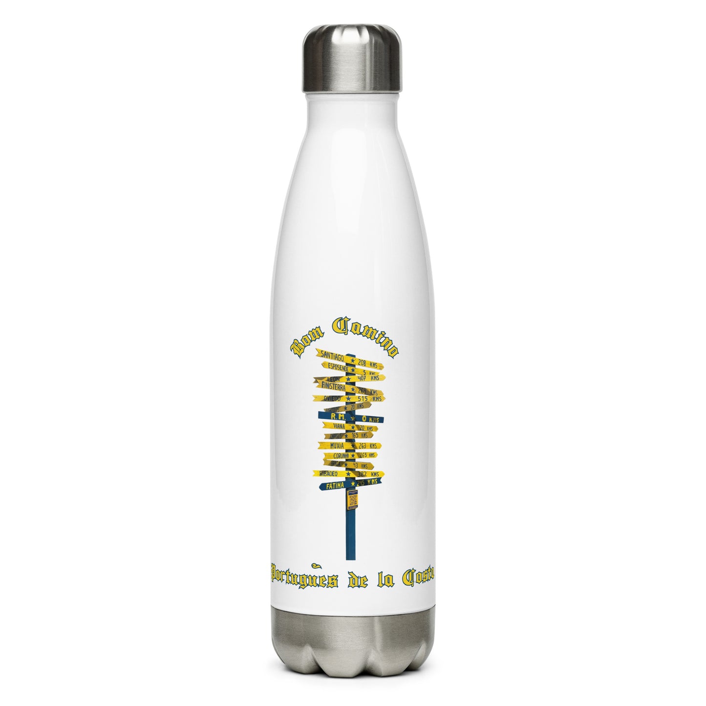 Bom Camino de Santiago Portugues de la Costa Stainless Steel Water Bottle 17 oz.