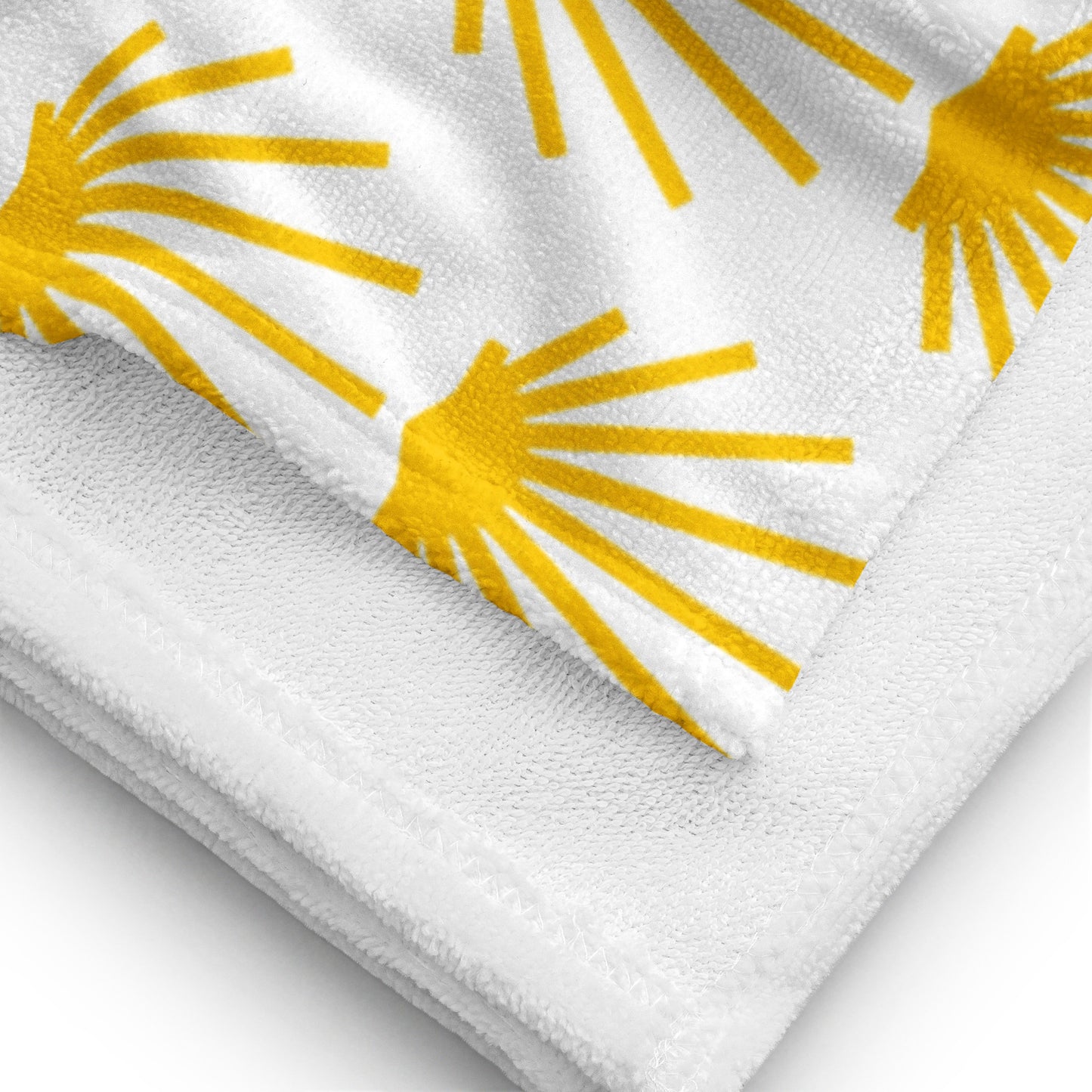 Camino de Santiago White Towel with Seashell, Gift for Peregrino