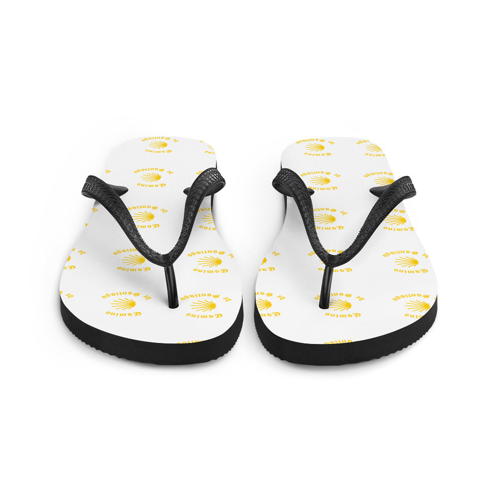 Camino de Santiago Flip-Flops Yellow Seashell, Gift for Peregrino