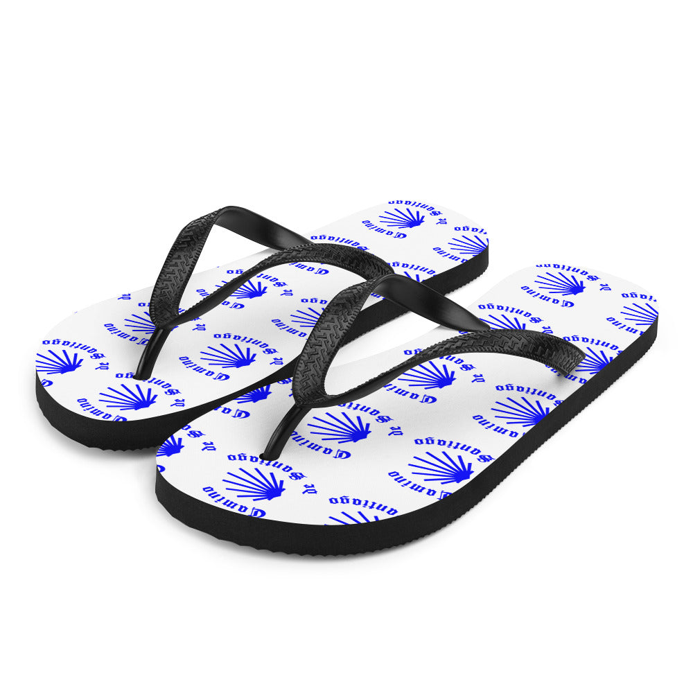 Camino de Santiago Flip-Flops Blue, Gift for Peregrino Hiker