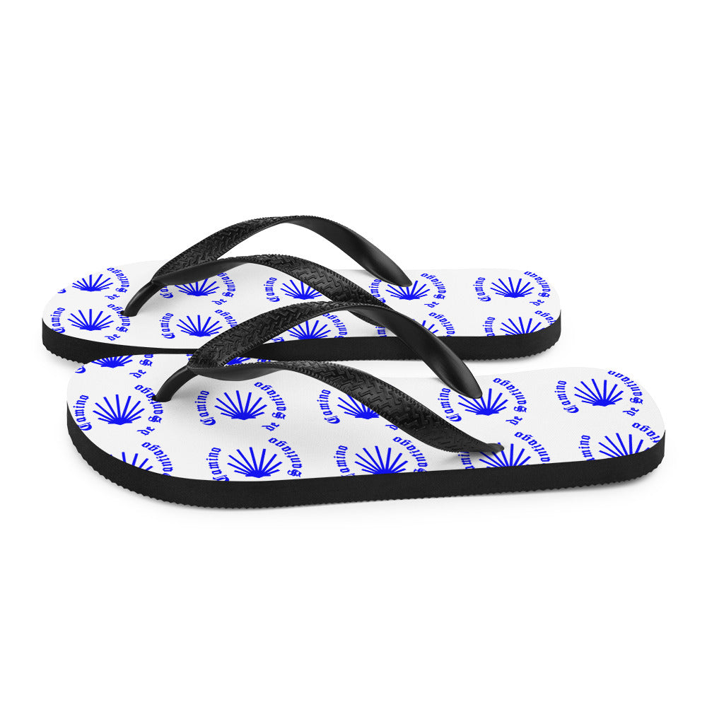 Camino de Santiago Flip-Flops Blue, Gift for Peregrino Hiker