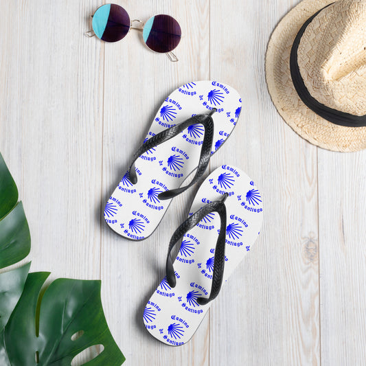 Camino de Santiago Flip-Flops Blue, Gift for Peregrino Hiker