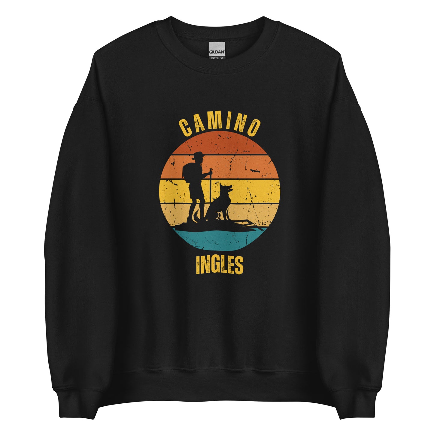 Camino Ingles Sweatshirt Sweatshirt, Camino de Santiago Keepsake, Gift for Peregrino, Hiker & Dog, Unisex