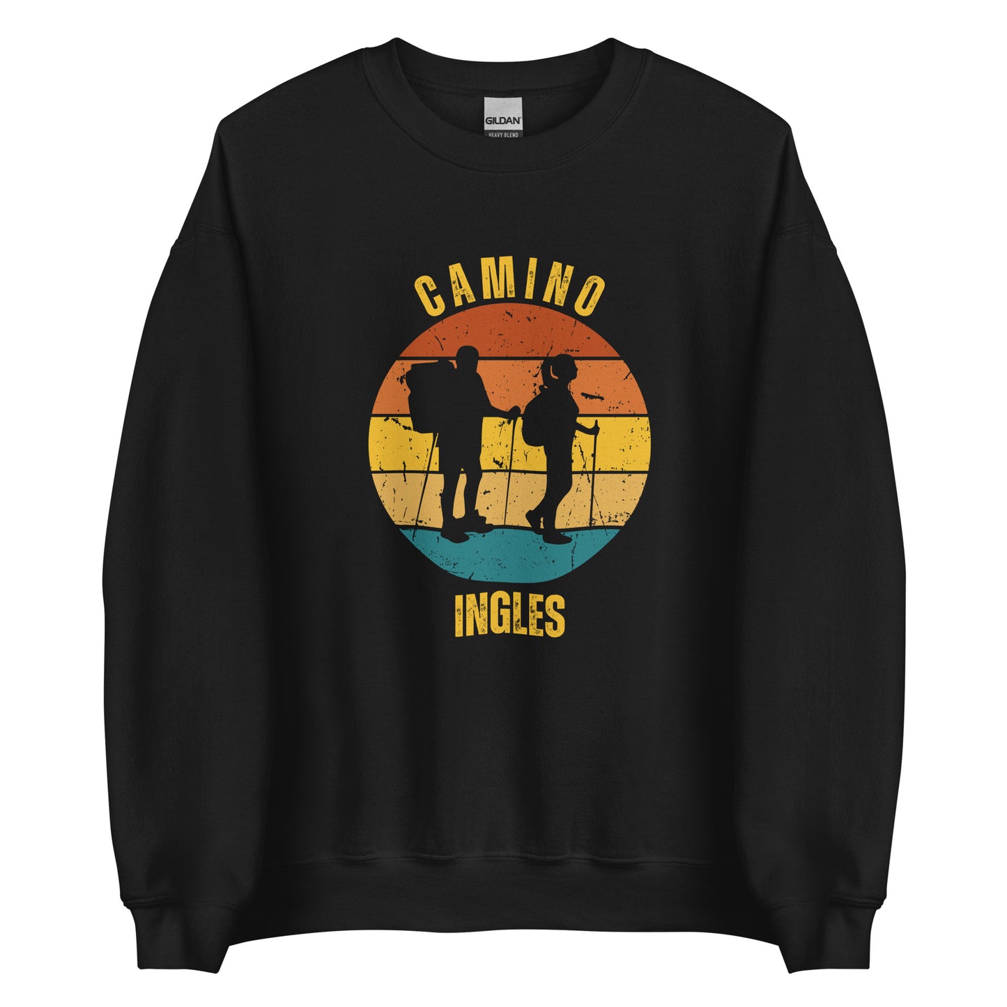 Camino Ingles Sweatshirt, Camino de Santiago Keepsake, Gift for Peregrino, Two Hikers, Unisex