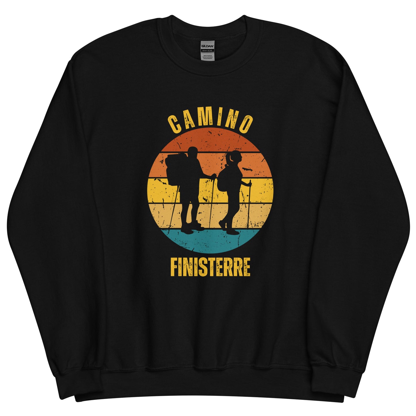 Camino Finisterre Sweatshirt Sweatshirt, Commemorate Camino de Santiago Keepsake, Solo Hiker with Dog, Unisex