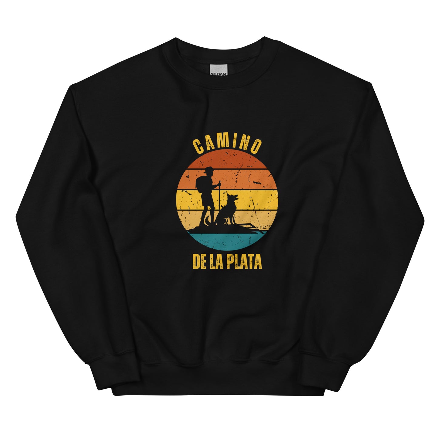 Camino de Santiago Sweatshirt, Gift for Portugues de la Plata Pilgrim Solo Hiker with Dog, Unisex