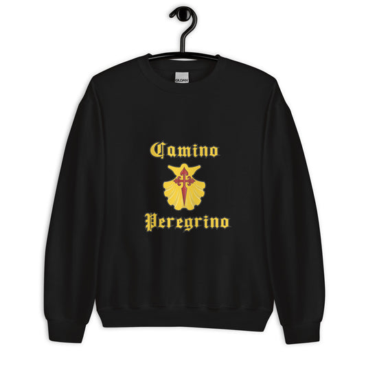 Black Camino de Santiago Peregrino Sweatshirt St. James Cross and shell