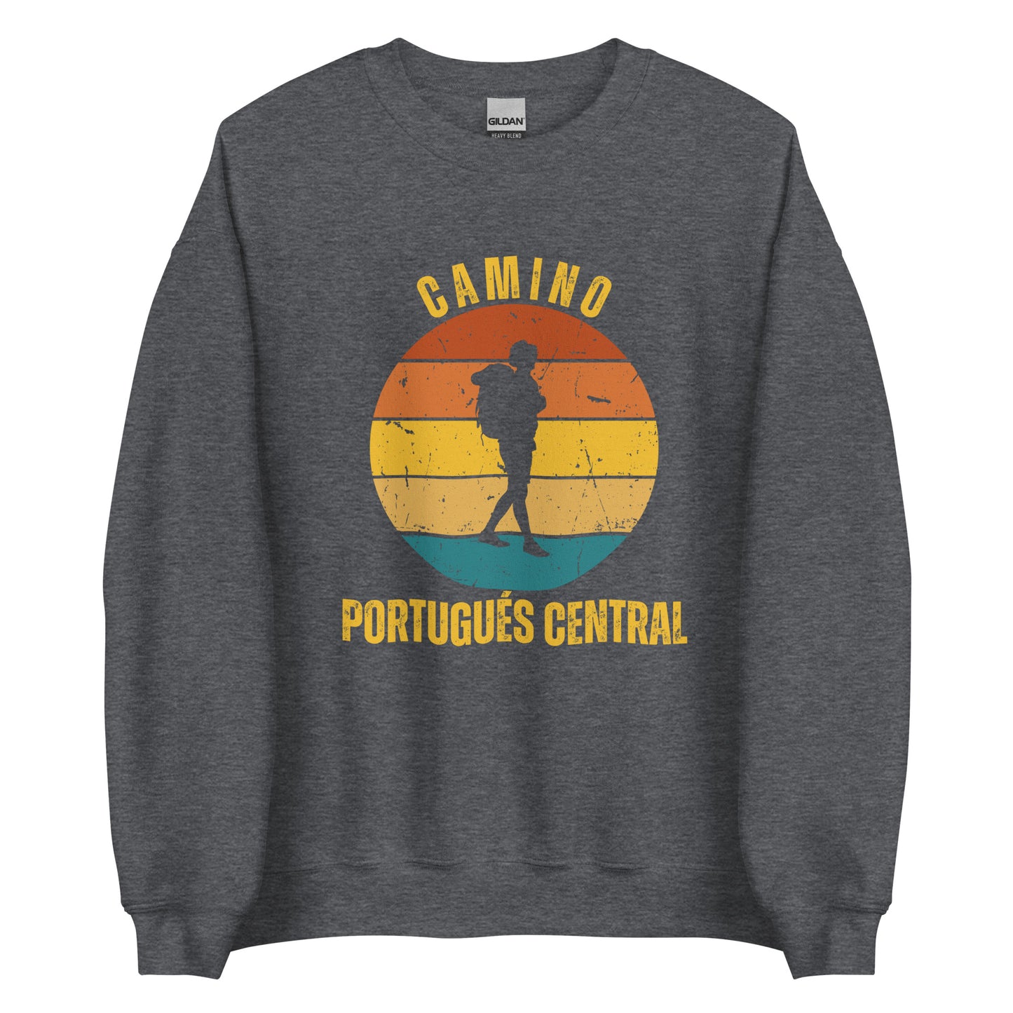 Camino Portugués Central Sweatshirt, Camino de Santiago Keepsake, Solo Hiker, Unisex