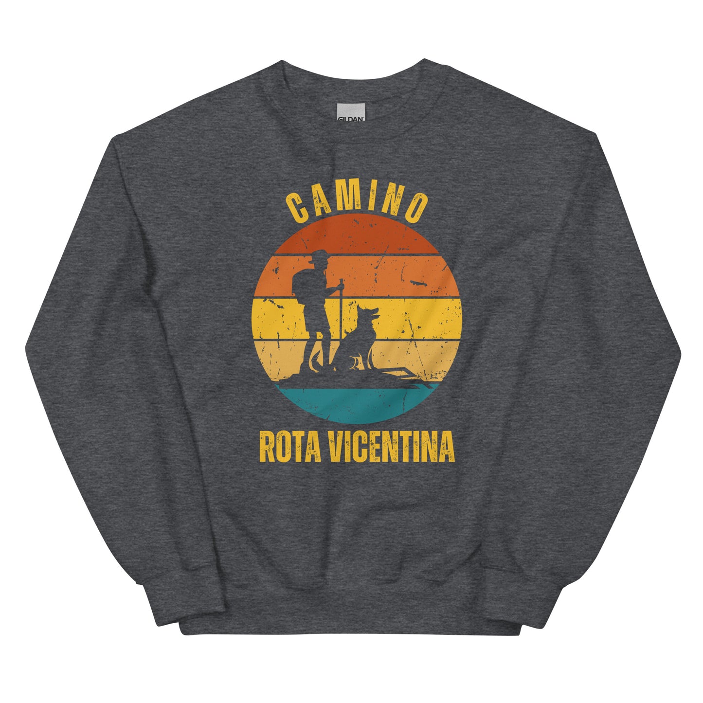 Camino Rota Vicentina Sweatshirt, Camino de Santiago Fishermen's Trail Keepsake, Solo Hiker with Dog, Unisex