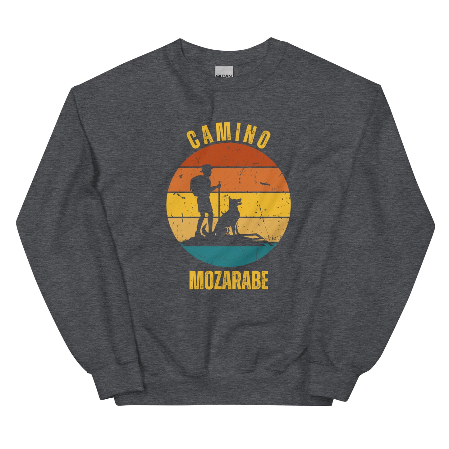 Camino Mozarabe Sweatshirt, Camino de Santiago Spain Keepsake, Solo Hiker with Dog, Unisex