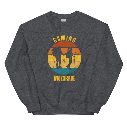 Camino Mozarabe Sweatshirt, Camino de Santiago Spain Keepsake, Two Hikers, Unisex