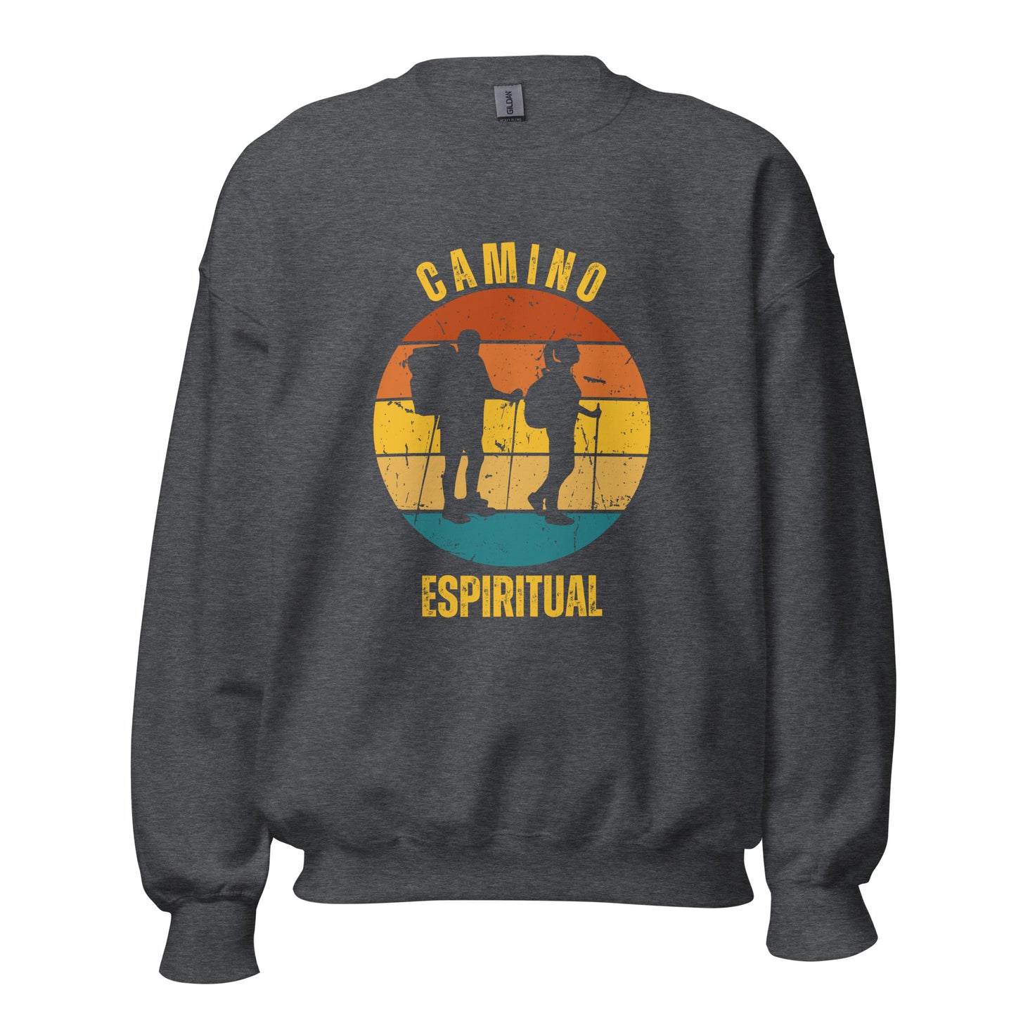 Camino Espiritual Sweatshirt, Camino de Santiago Keepsake, Two Hikers, Unisex