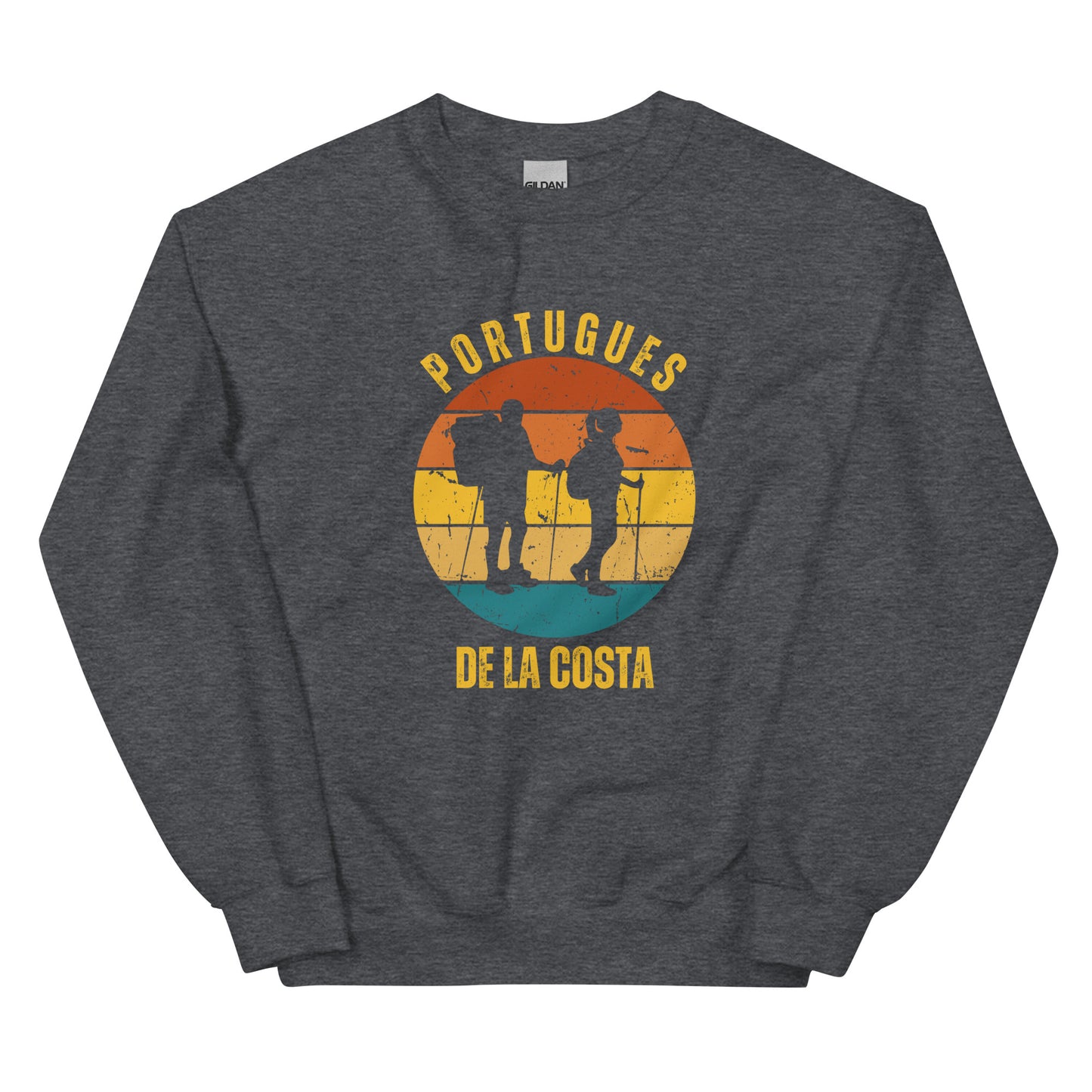 Portugues de la Costa Sweatshirt, Commemorate Camino de Santiago, Two Hikers, Unisex