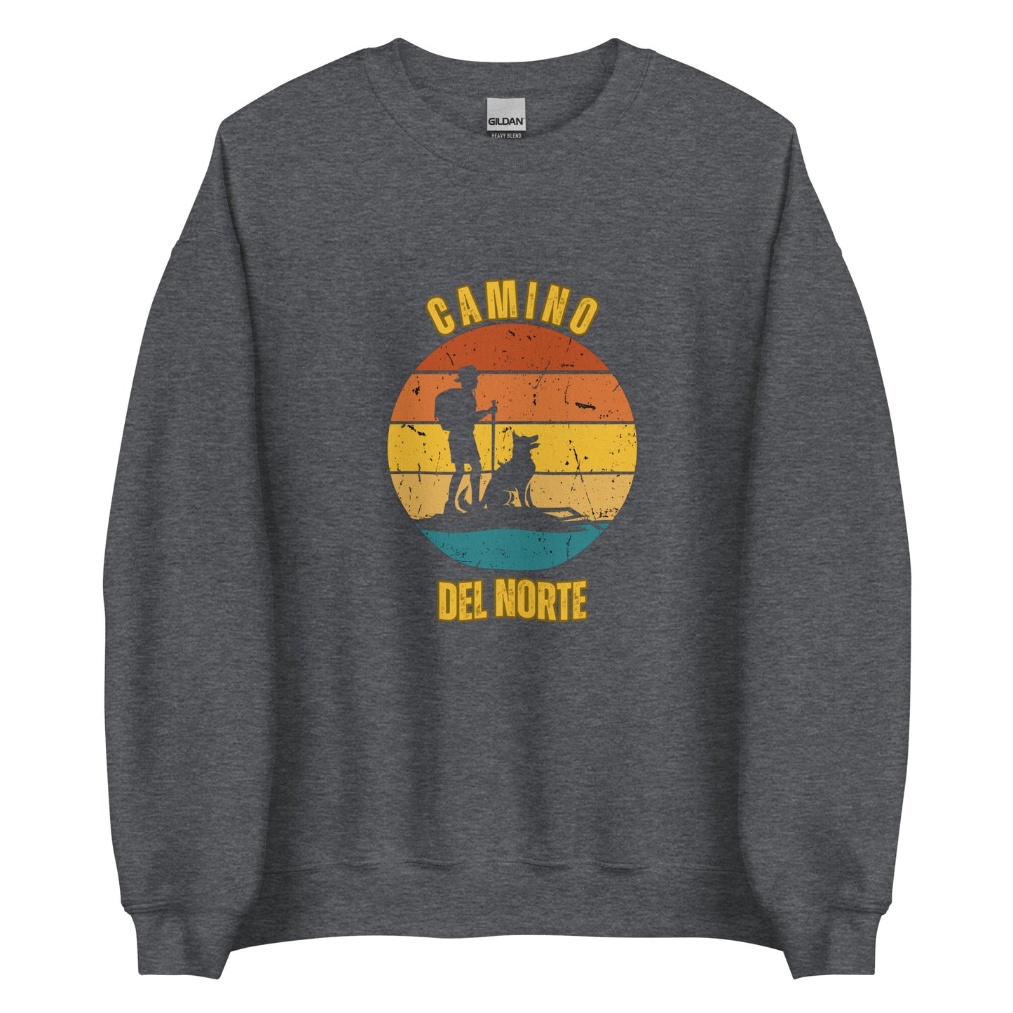 Portugues del Norte Sweatshirt, Camino de Santiago Keepsake, Solo Hiker with Dog, Unisex