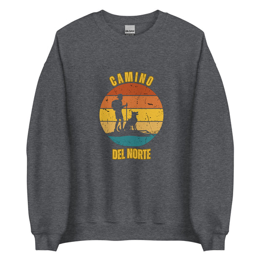 Portugues del Norte Sweatshirt, Camino de Santiago Keepsake, Solo Hiker with Dog, Unisex