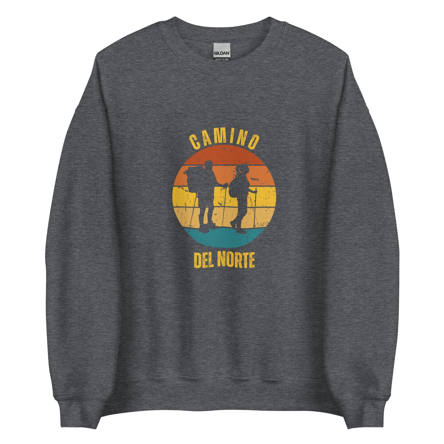 Portugues del Norte Sweatshirt, Camino de Santiago Keepsake, Two Hikers, Unisex