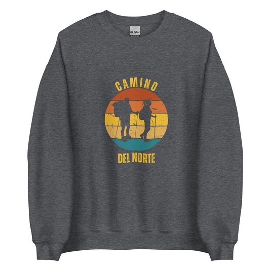 Portugues del Norte Sweatshirt, Camino de Santiago Keepsake, Two Hikers, Unisex