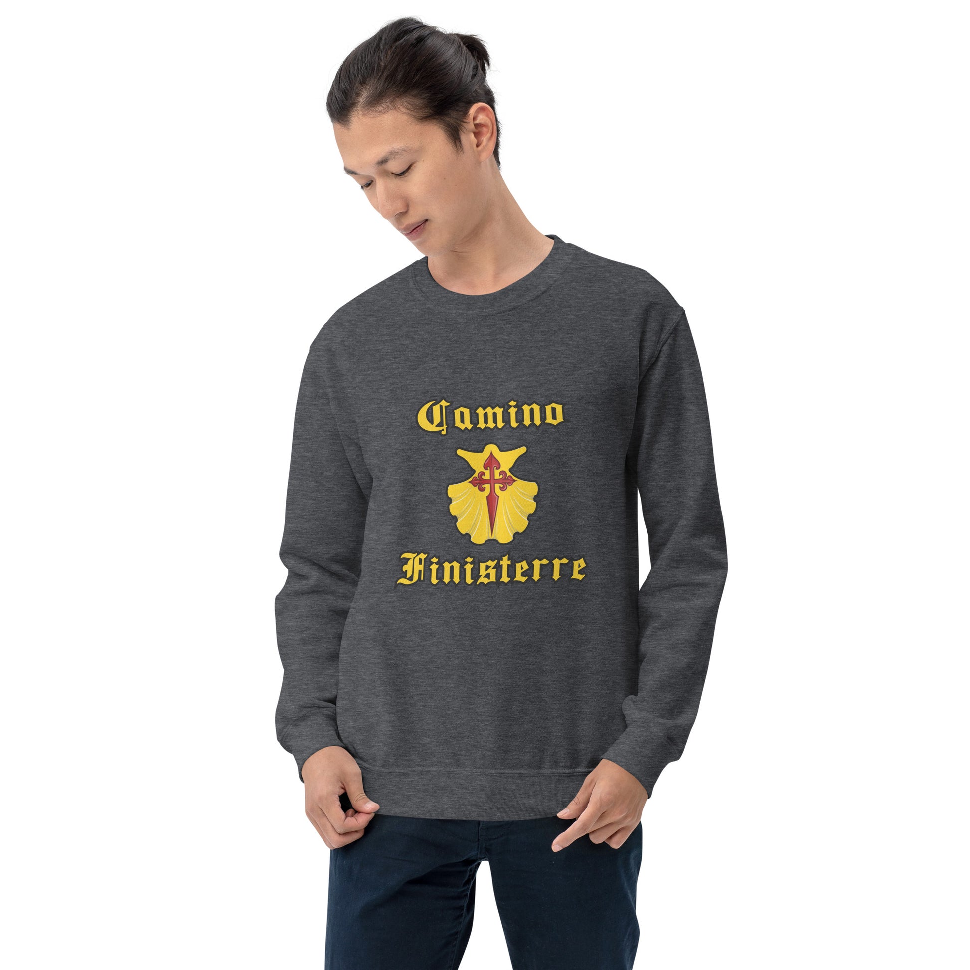 Camino de Santiago Finisterre Sweatshirt Dark Heather Front