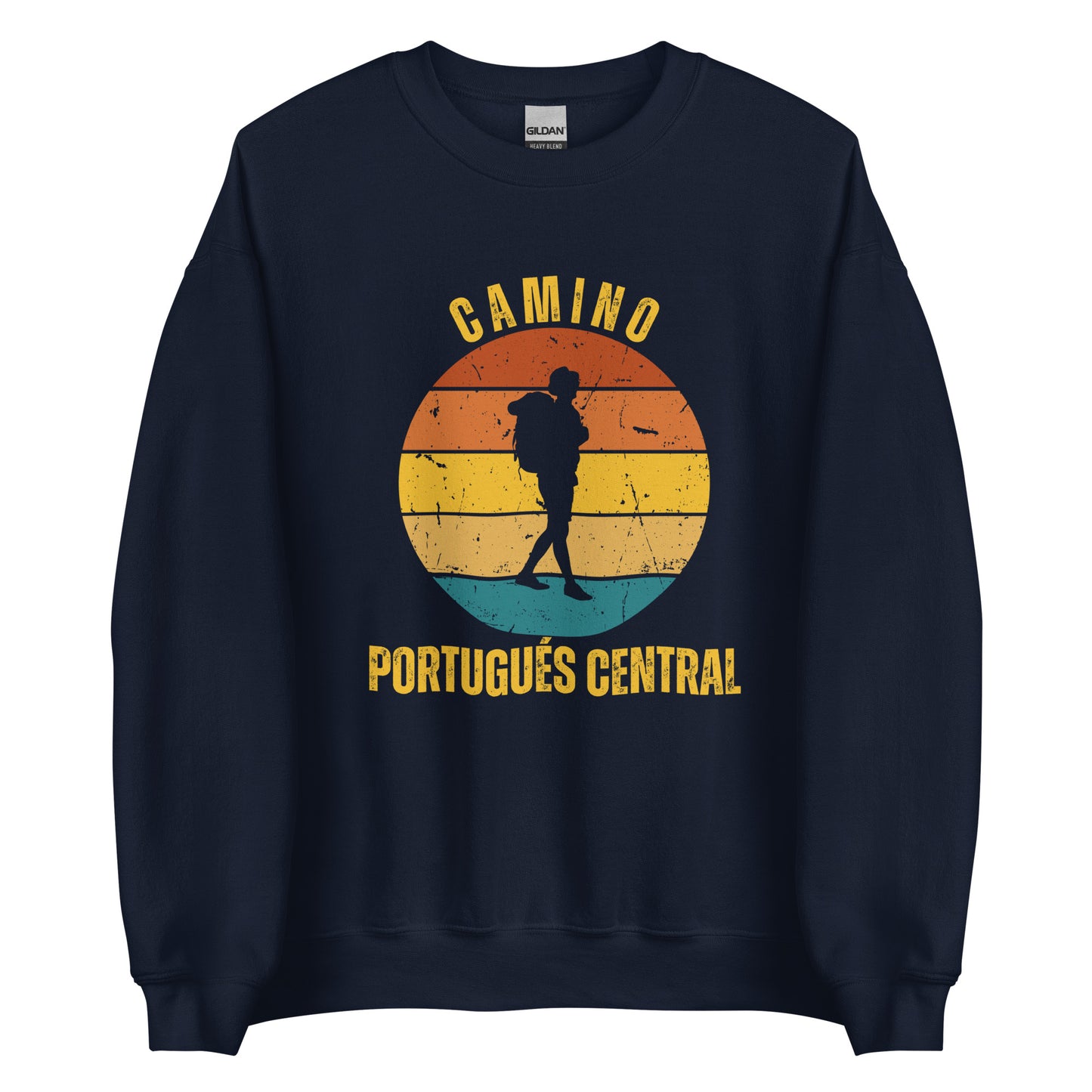 Camino Portugués Central Sweatshirt, Camino de Santiago Keepsake, Solo Hiker, Unisex