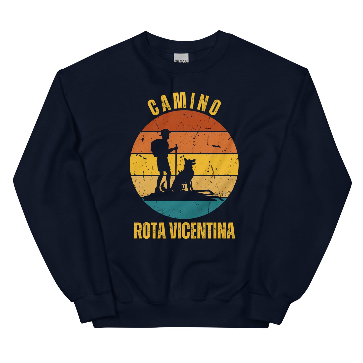 Camino Rota Vicentina Sweatshirt, Camino de Santiago Fishermen's Trail Keepsake, Solo Hiker with Dog, Unisex