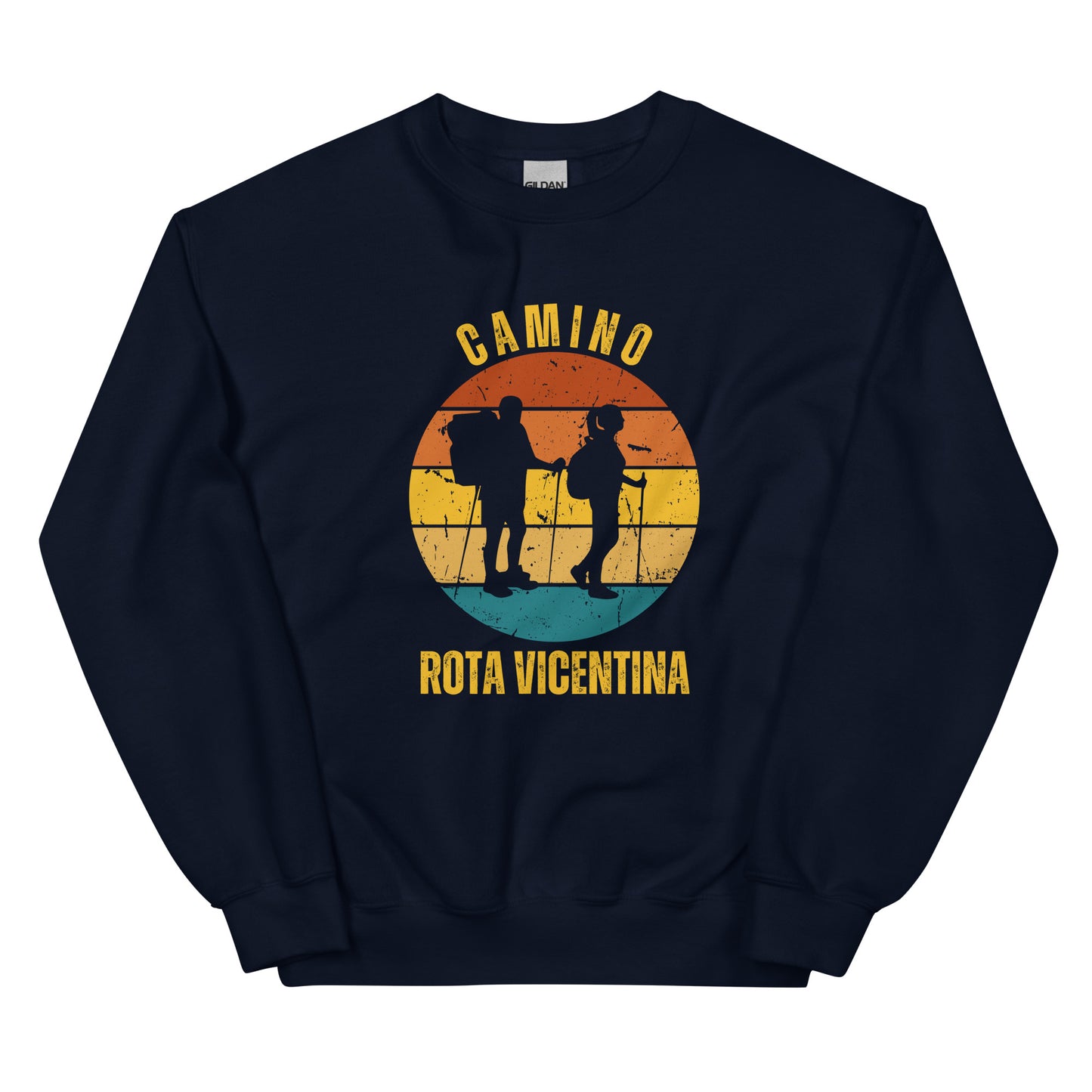 Unisex Camino Rota Vicentina Sweatshirt, Camino de Santiago Fishermen's Trail Keepsake, Two Hikers, Unisex