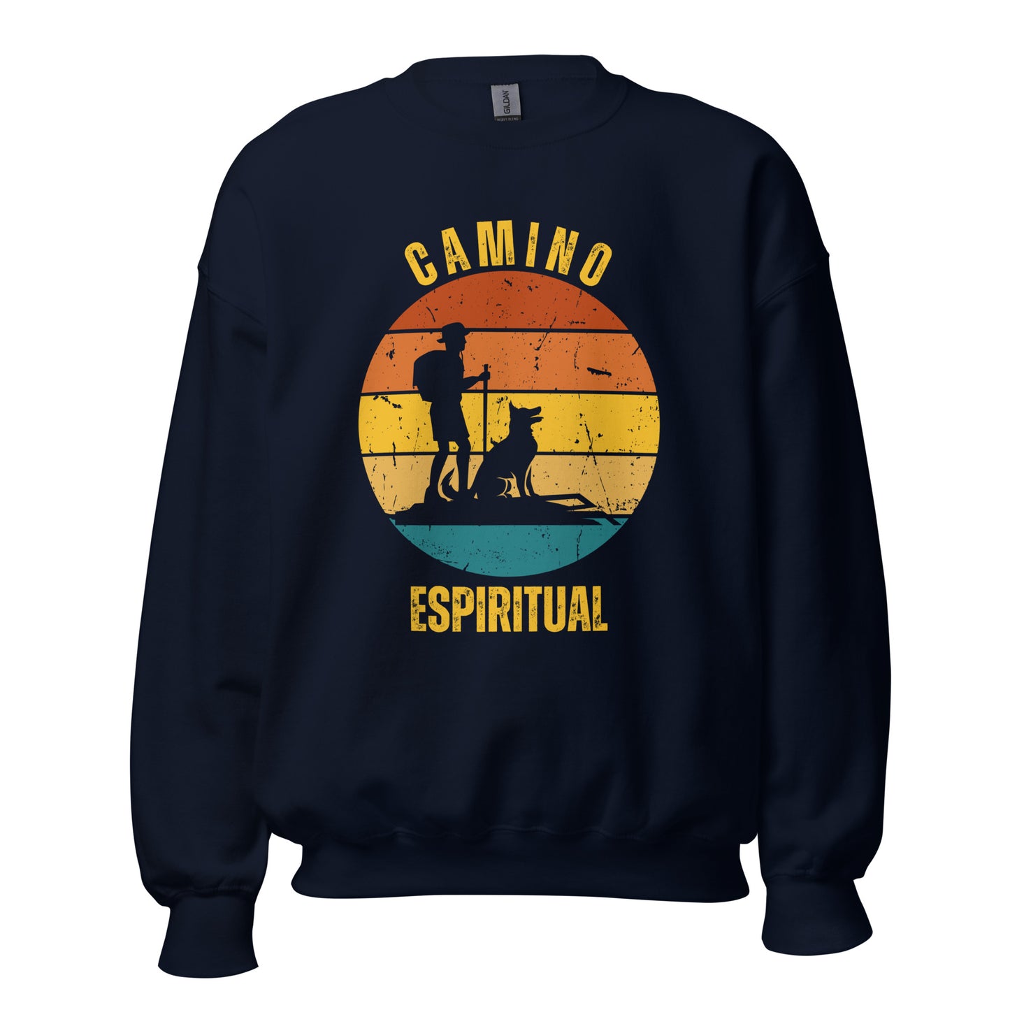 Camino Espiritual Sweatshirt Sweatshirt, Camino de Santiago Keepsake, Solo Hiker with Dog, Unisex