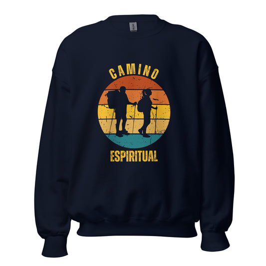 Camino Espiritual Sweatshirt, Camino de Santiago Keepsake, Two Hikers, Unisex