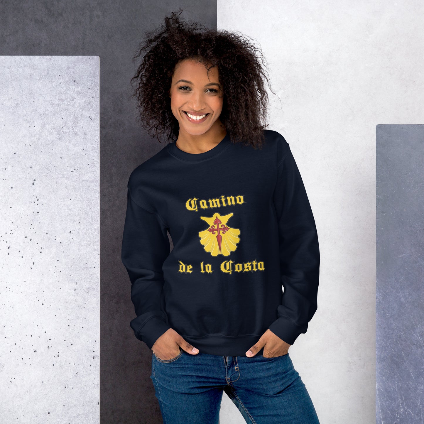 Camino Portugues de la Costa Sweatshirt Front Navy