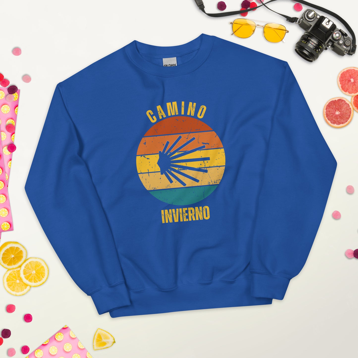 Camino Invierno Sweatshirt, Camino de Santiago Winter Way Keepsake, Seashell, Unisex