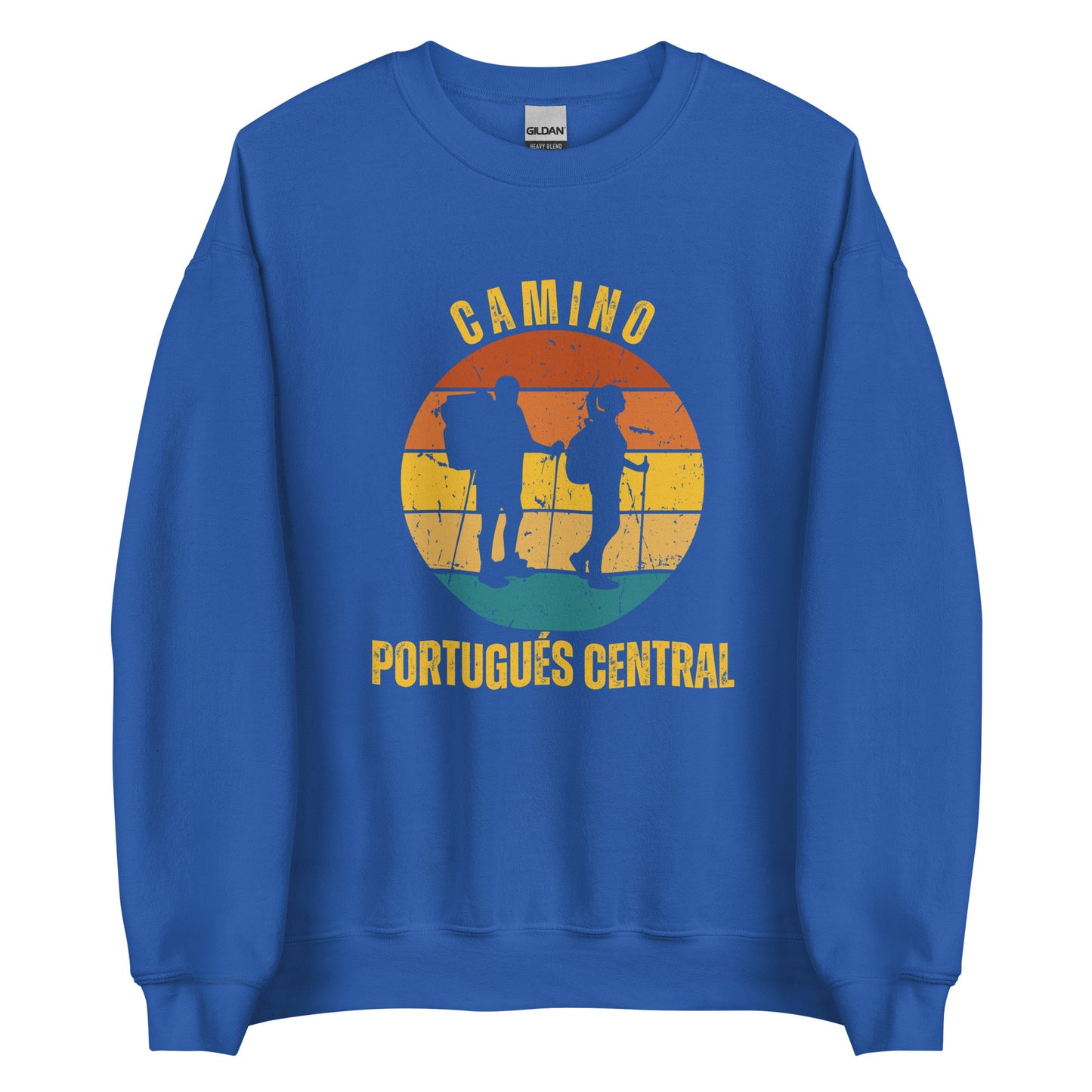 Camino Portugués Central Sweatshirt, Camino de Santiago Keepsake, Two Hikers, Unisex