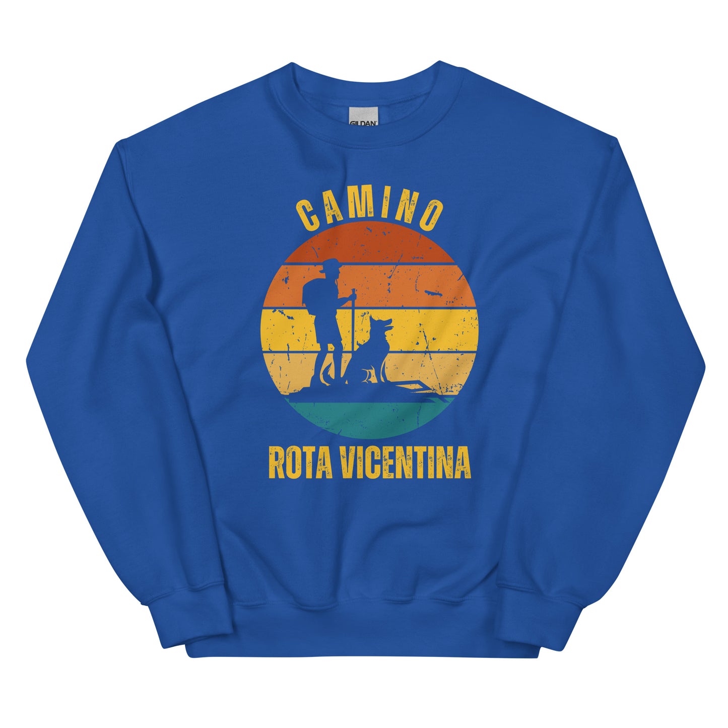 Camino Rota Vicentina Sweatshirt, Camino de Santiago Fishermen's Trail Keepsake, Solo Hiker with Dog, Unisex