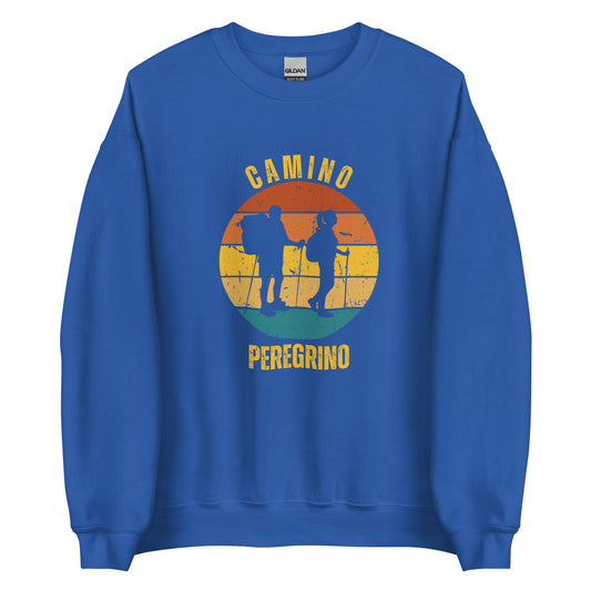 Camino Peregrino Sweatshirt, Camino de Santiago Pilgrim Keepsake, Two Hikers, Unisex