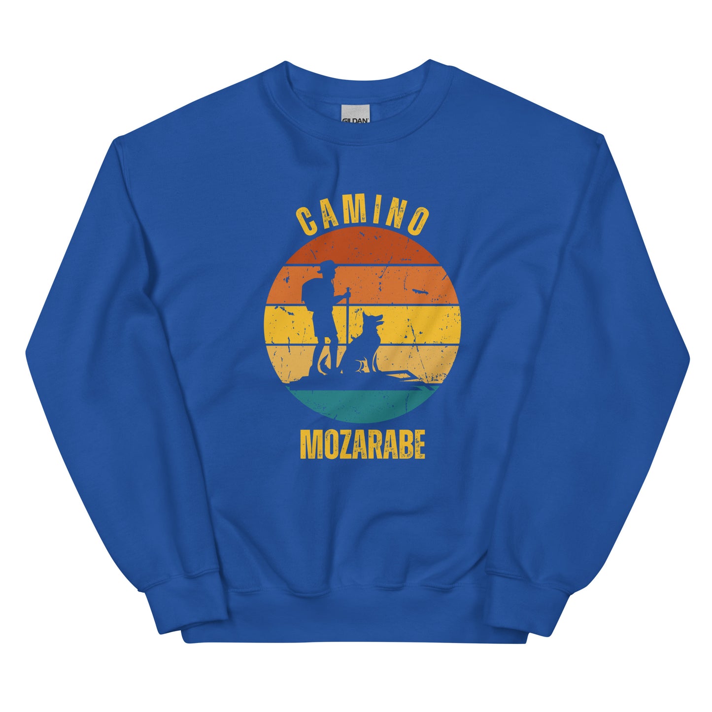 Camino Mozarabe Sweatshirt, Camino de Santiago Spain Keepsake, Solo Hiker with Dog, Unisex