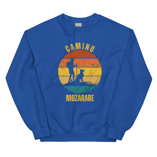 Camino Mozarabe Sweatshirt, Camino de Santiago Spain Keepsake, Solo Hiker with Dog, Unisex