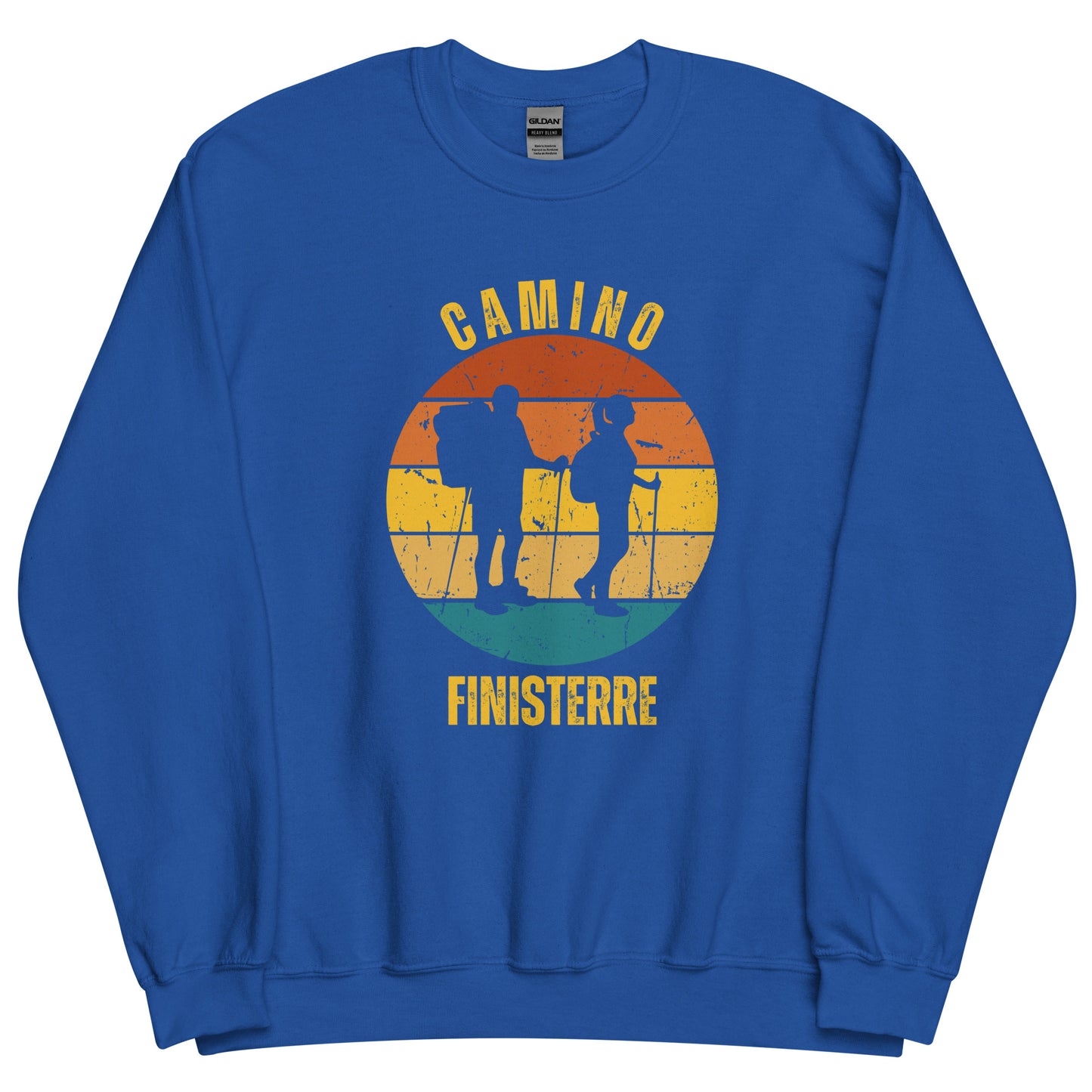 Camino Finisterre Sweatshirt Sweatshirt, Commemorate Camino de Santiago Keepsake, Solo Hiker with Dog, Unisex