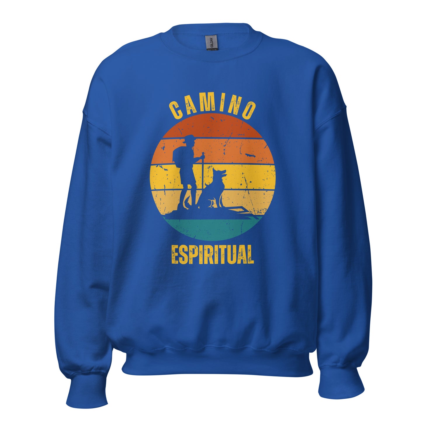 Camino Espiritual Sweatshirt Sweatshirt, Camino de Santiago Keepsake, Solo Hiker with Dog, Unisex