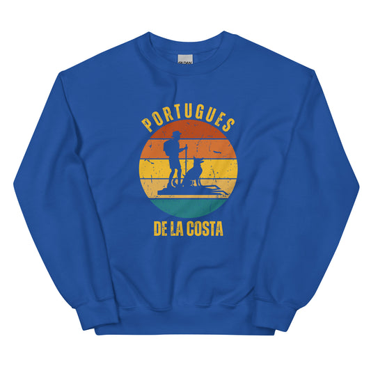 Portugues de la Costa Sweatshirt, Commemorate Camino de Santiago, Solo Hiker with Dog, Unisex