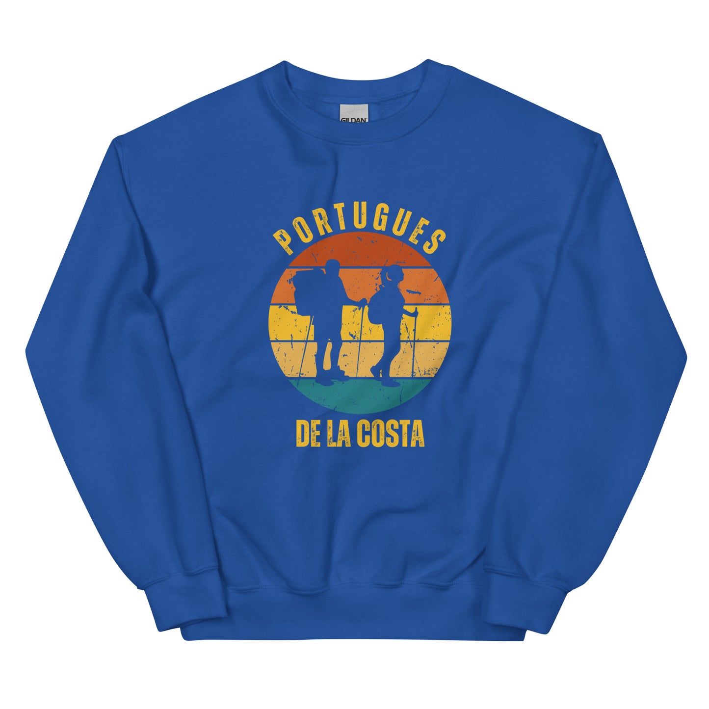 Portugues de la Costa Sweatshirt, Commemorate Camino de Santiago, Two Hikers, Unisex