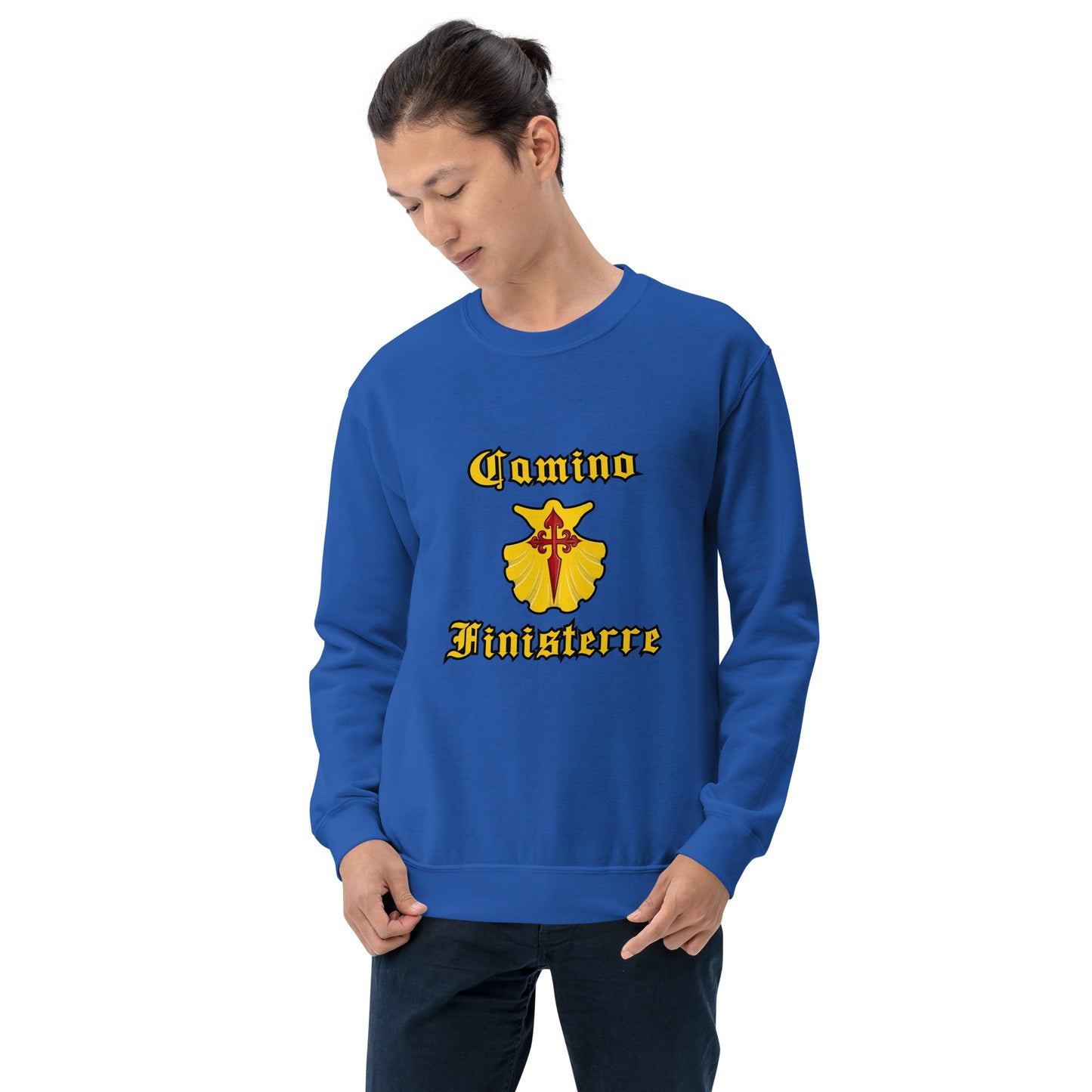 Camino de Santiago Finisterre Sweatshirt Royal Blue Front