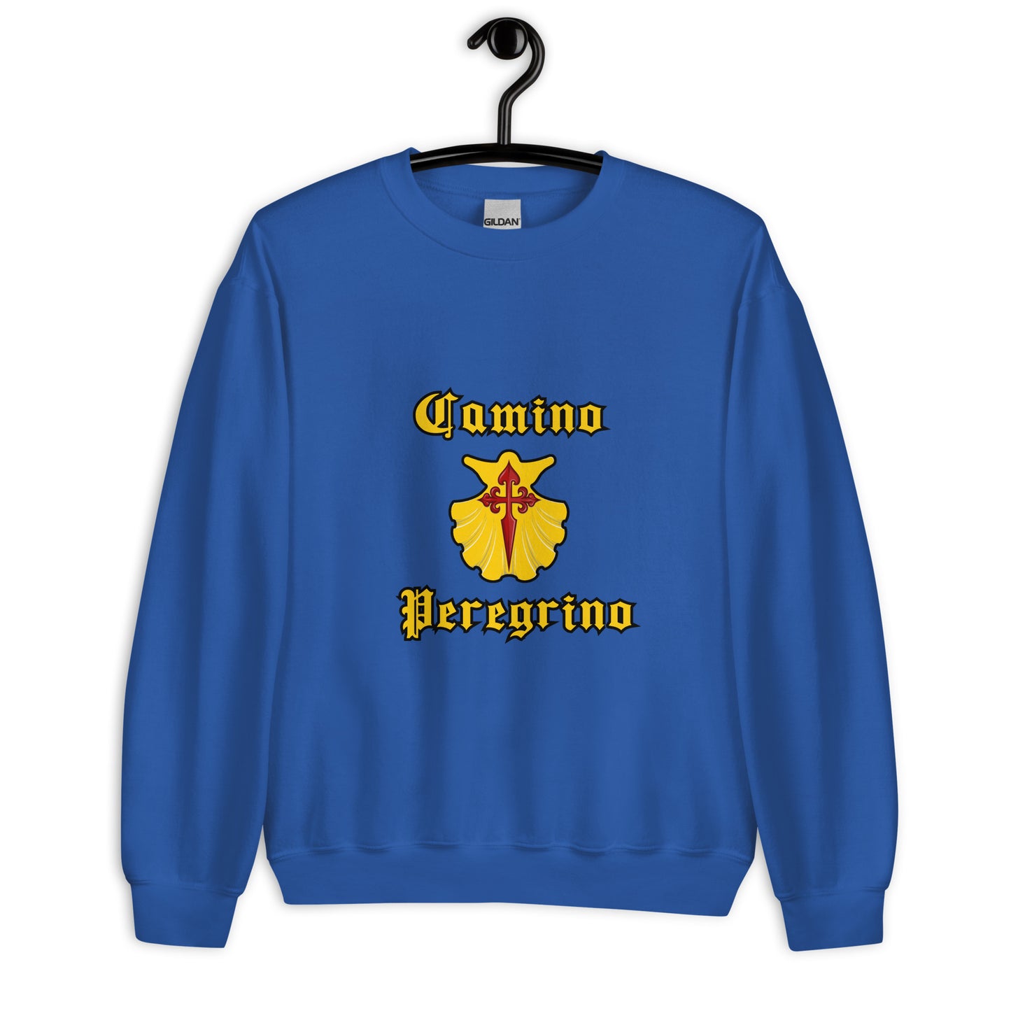 Royal Blue Camino de Santiago Peregrino Sweatshirt St. James Cross and shell