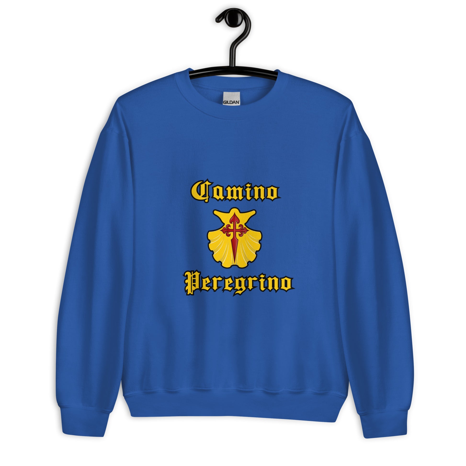 Royal Blue Camino de Santiago Peregrino Sweatshirt St. James Cross and shell