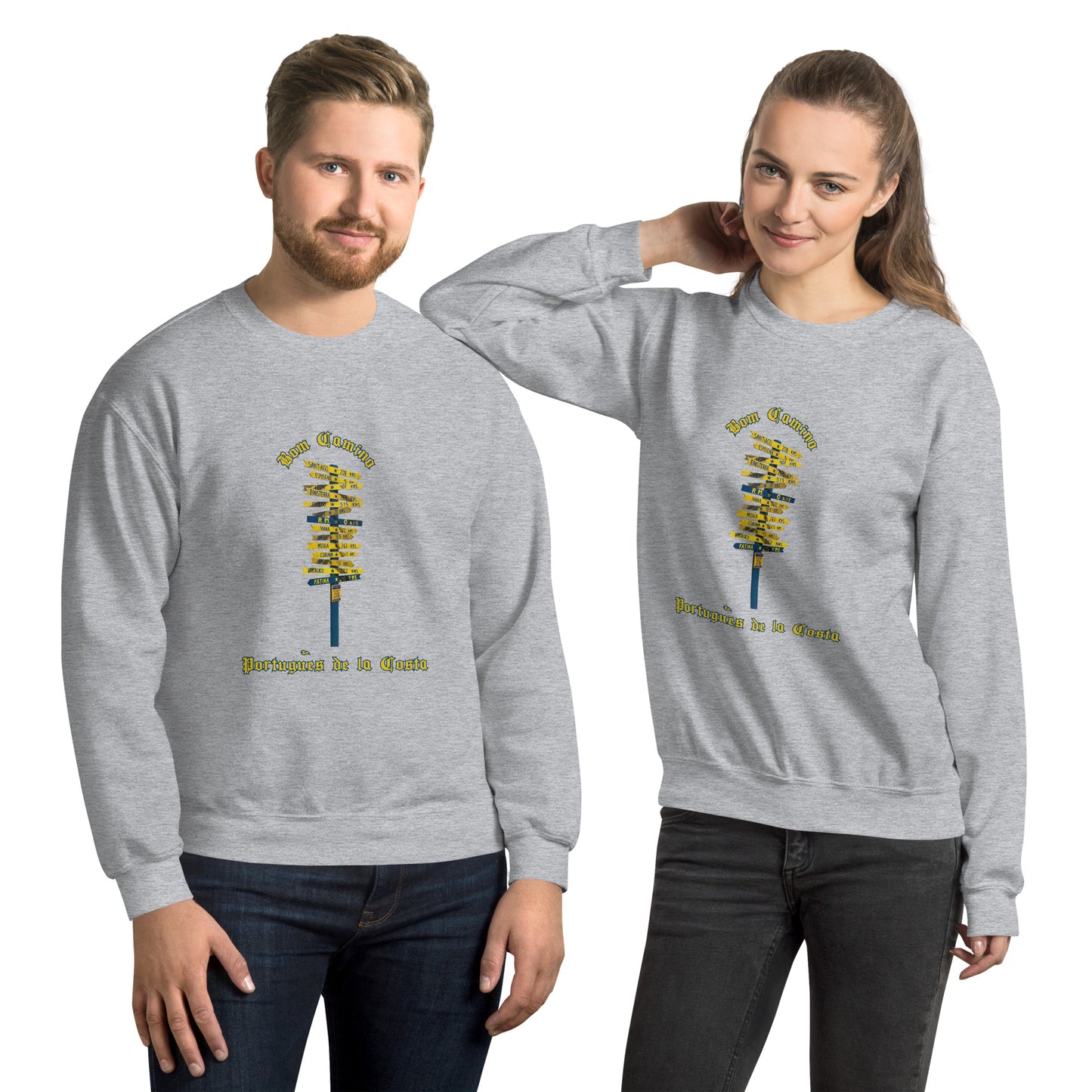 Bom Camino de Santiago Portugues de la Costa Unisex Crew Neck Sweatshirt Long Sleeve