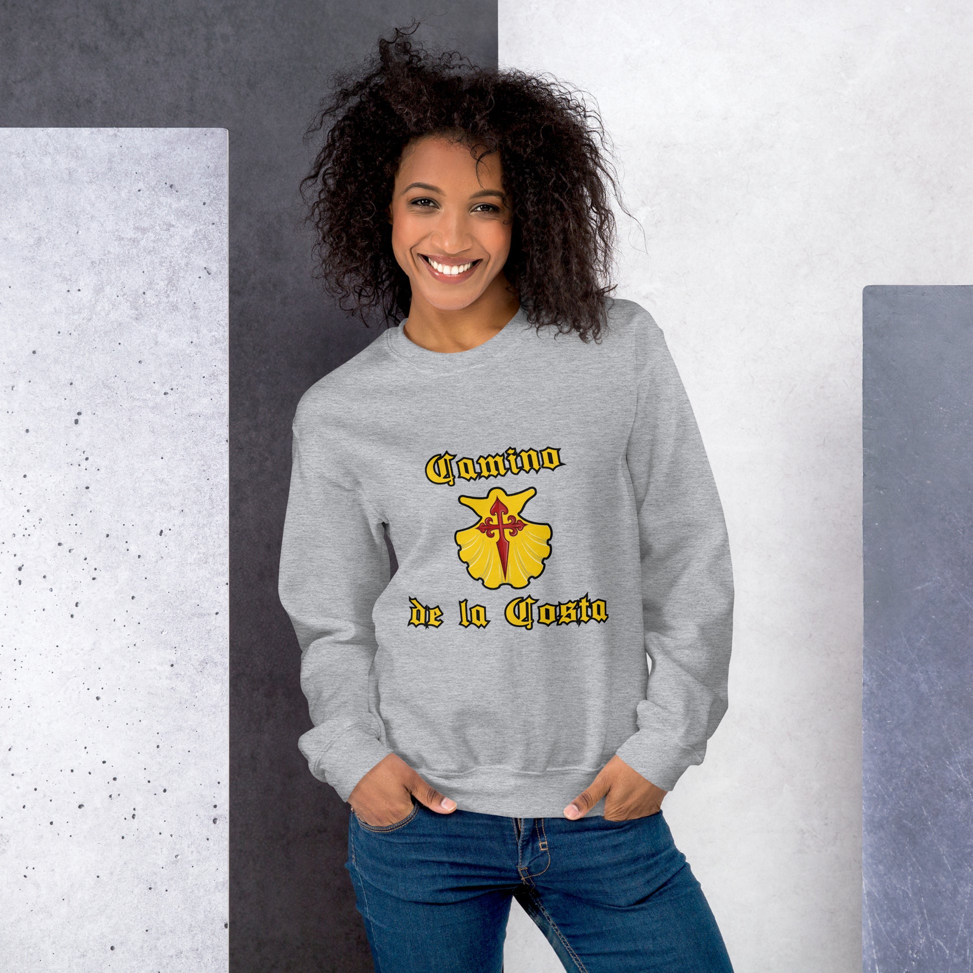 Camino Portugues de la Costa Sweatshirt Front Sport Grey