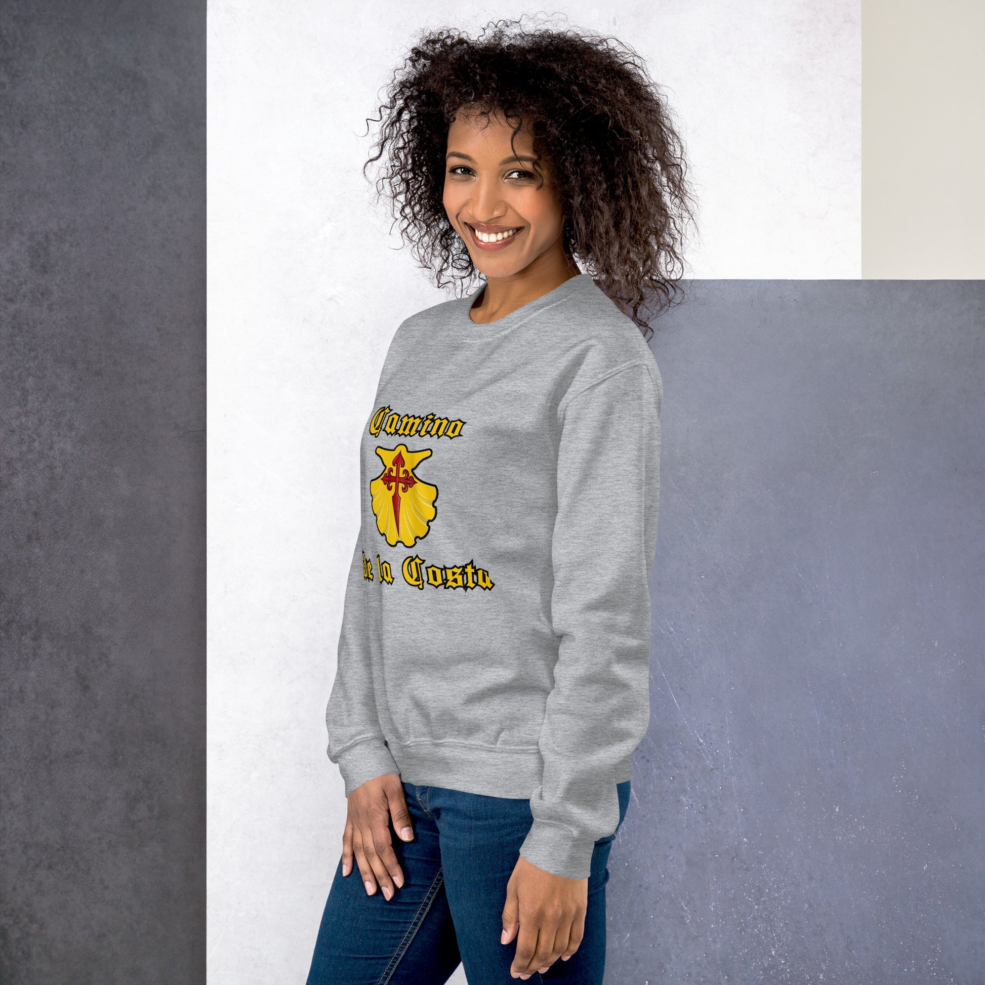 Camino Portugues de la Costa Sweatshirt Front Sport Grey