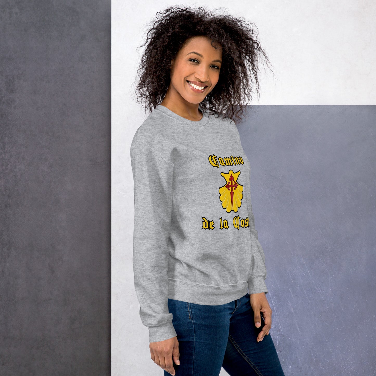 Camino Portugues de la Costa Sweatshirt Front Sport Grey