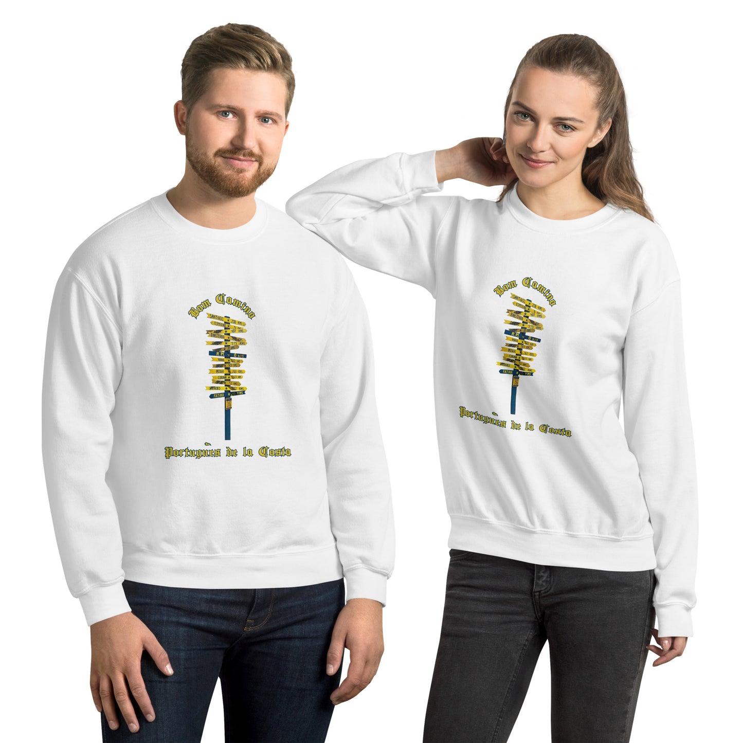 Bom Camino de Santiago Portugues de la Costa Unisex Crew Neck Sweatshirt Long Sleeve